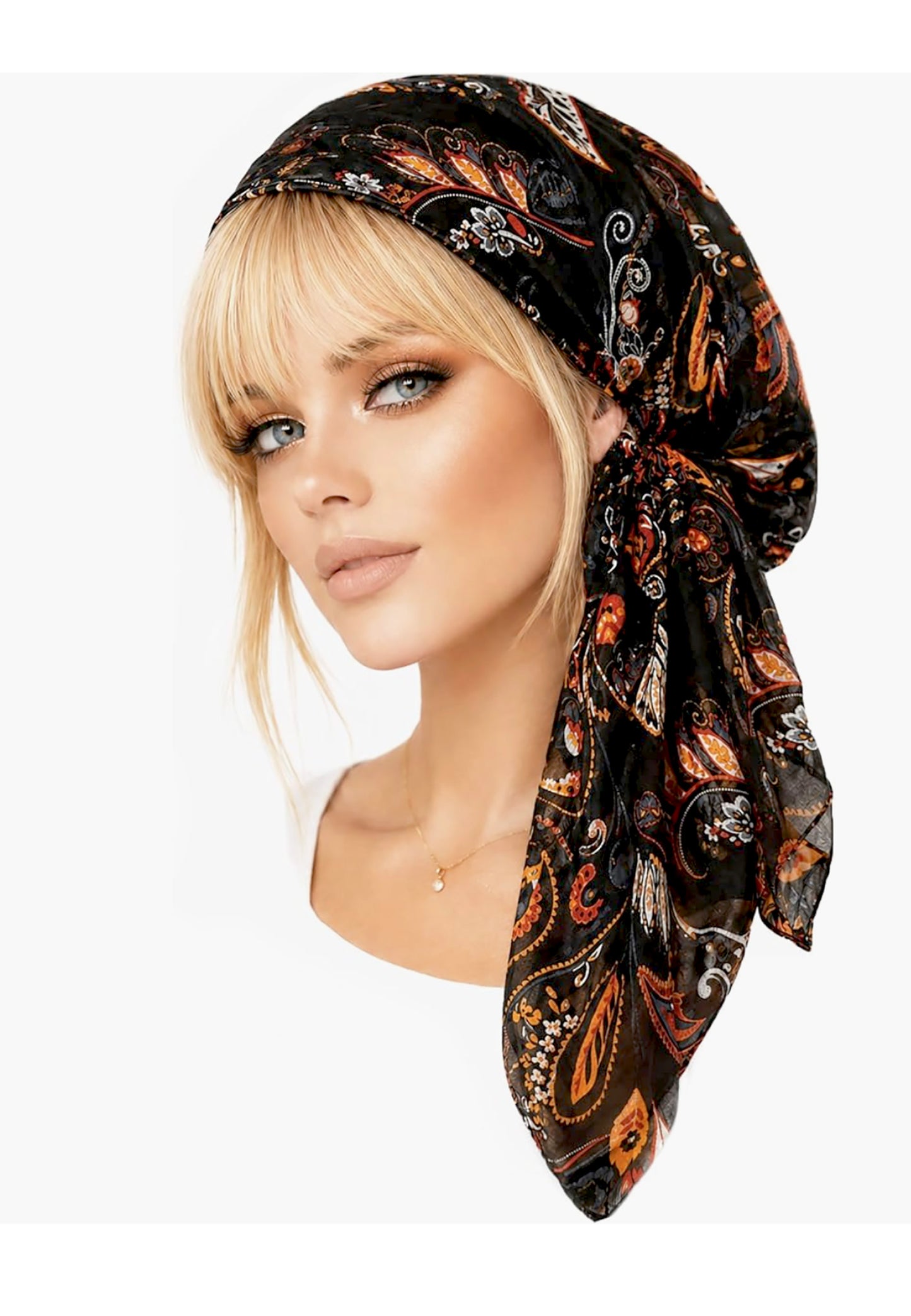 Black Paisley Non-Slip Pre-Tied Headscarf