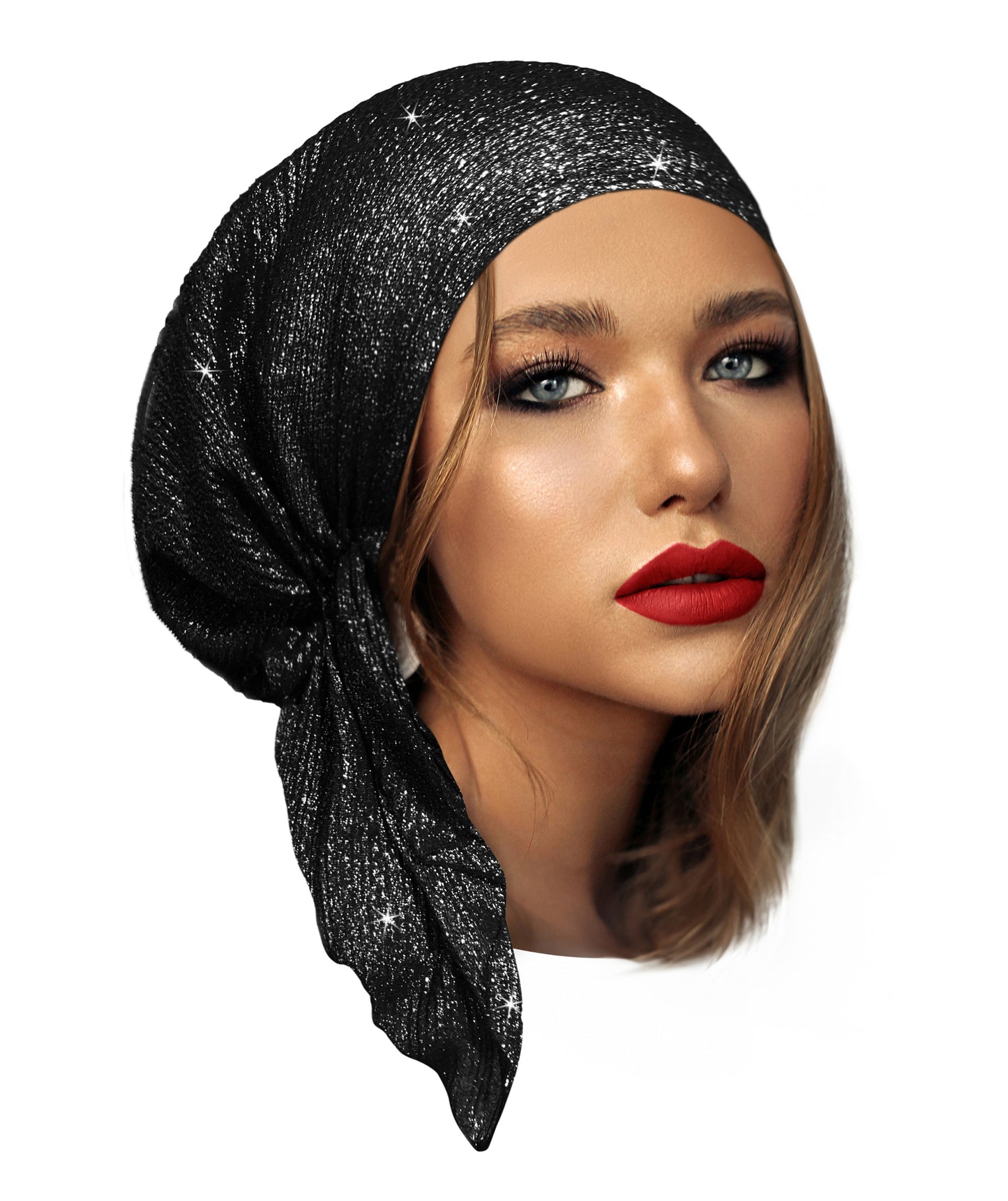 Black silver non slip headscarf sparkles