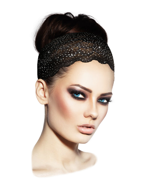 Black silver lace headband