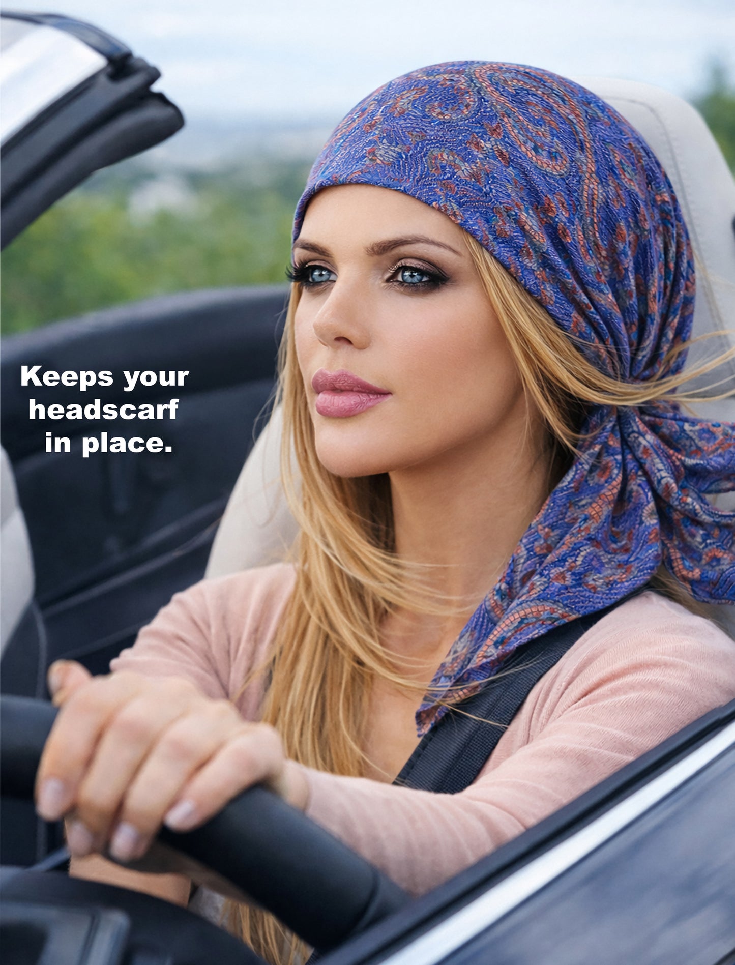 Non-slip beige velour headband for wigs & headscarves