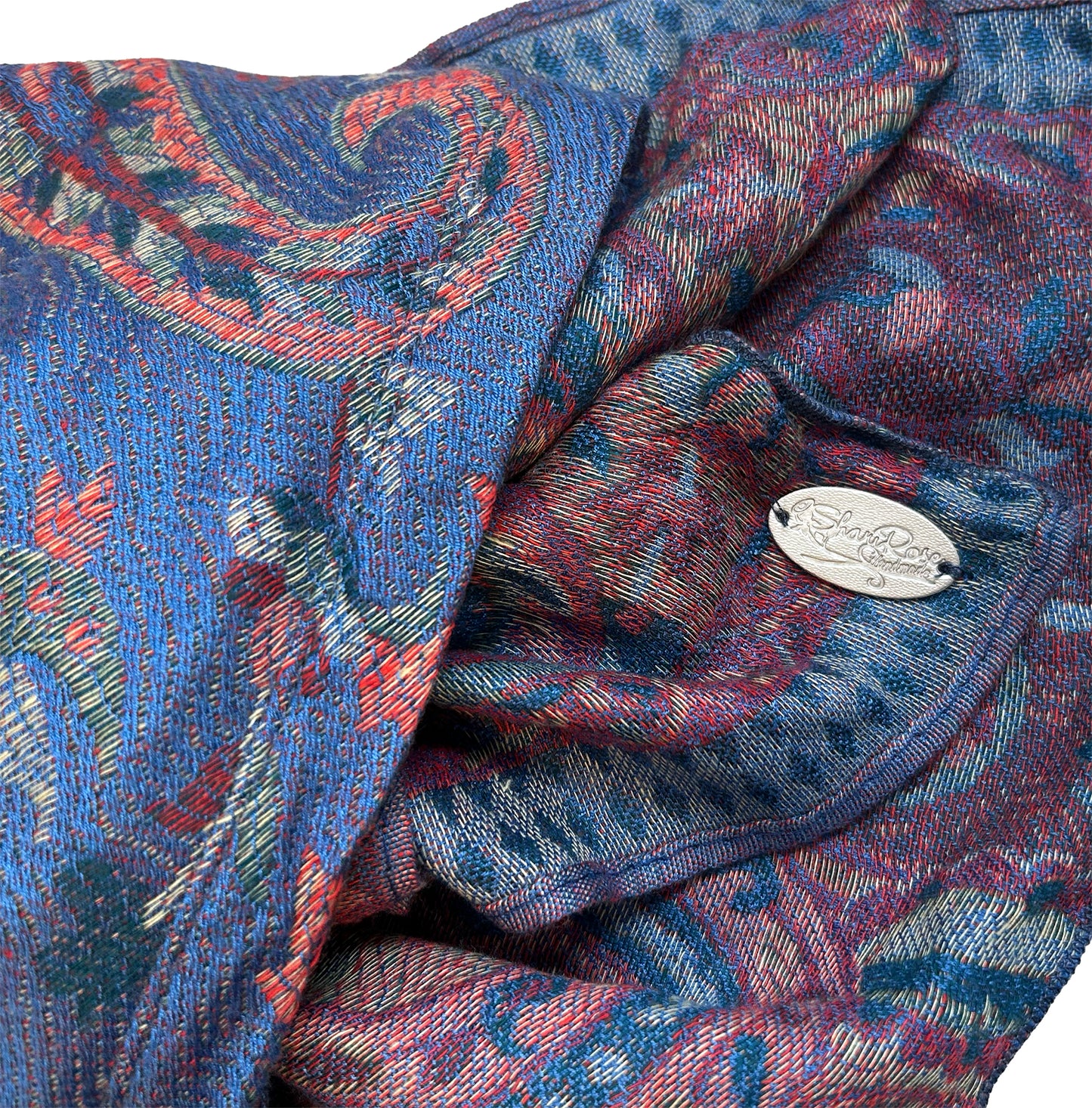 Blue paisley nonslip cashmere headscarf