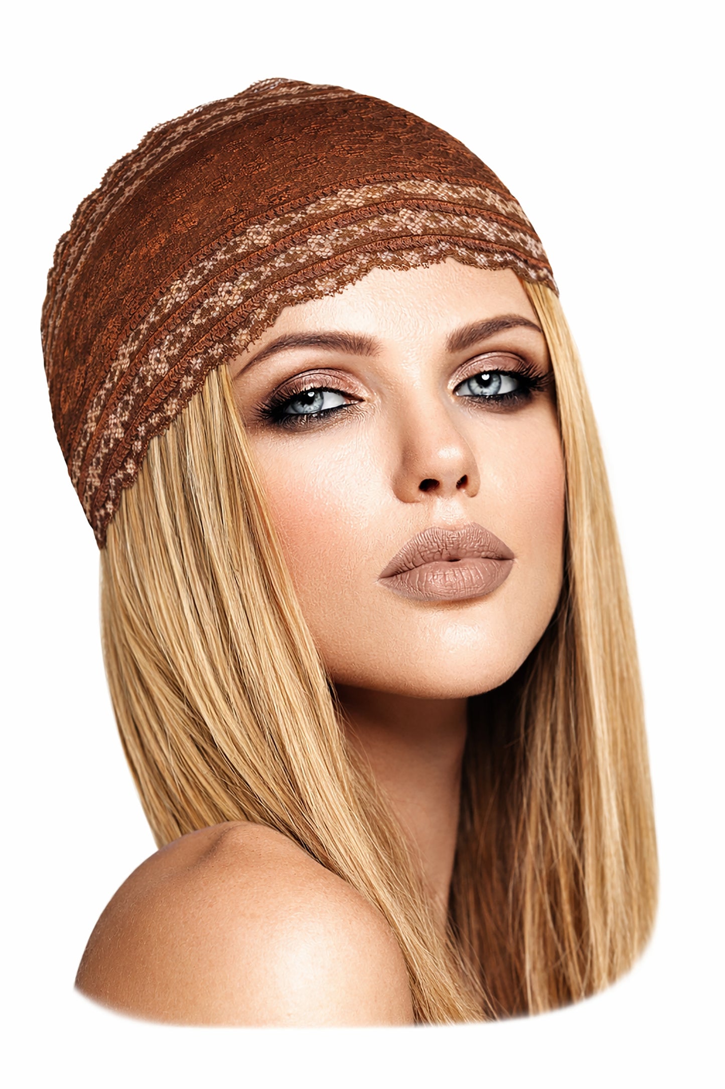 Brown vintage lace boho chic headband