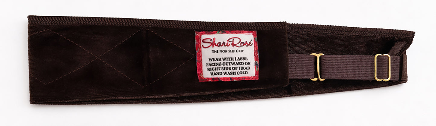 Brown velour non slip headband for wig & headscarf