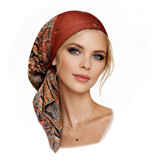 Burgundy red cashmere headscarf