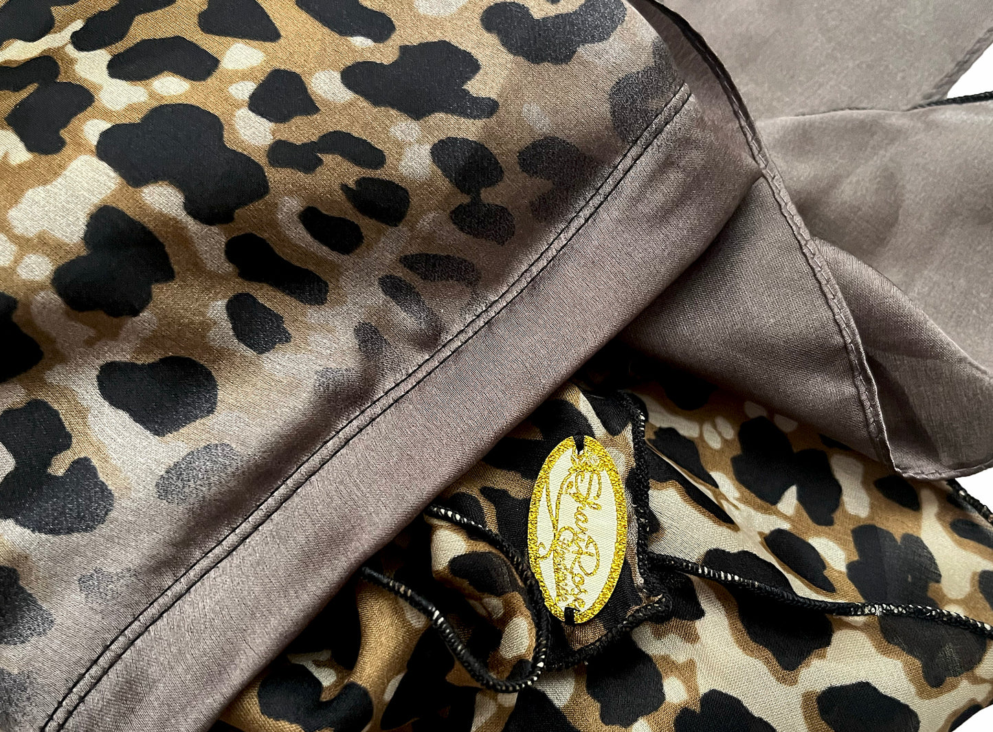 Long cheetah satin non slip headscarf