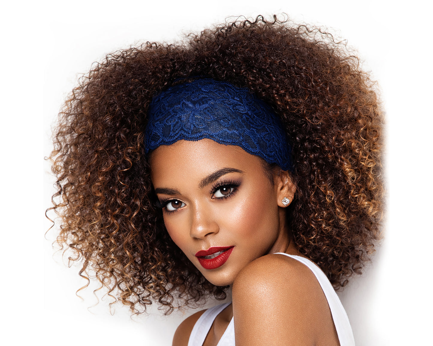 Navy blue floral lace headband