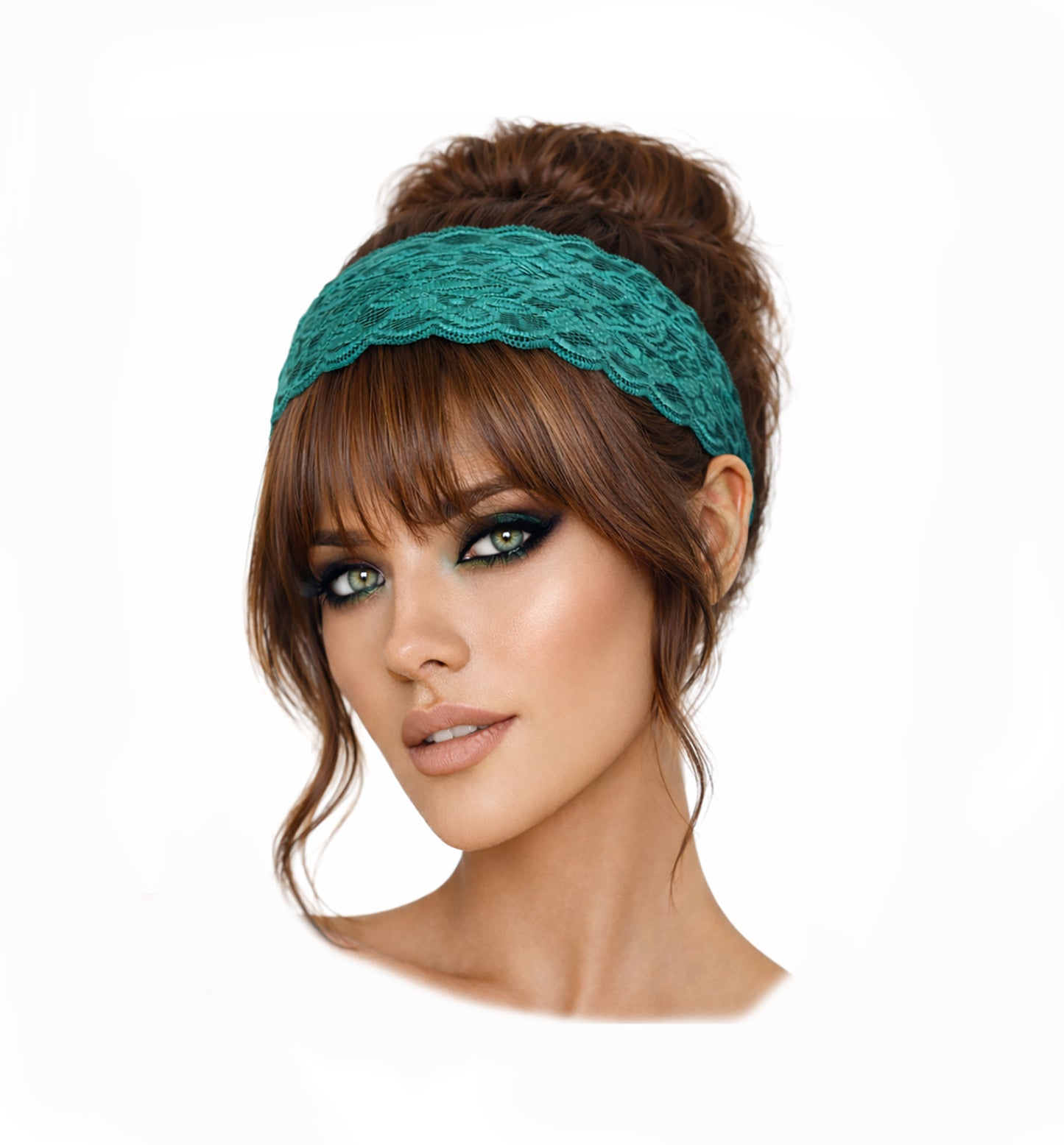 Cyan green lace headband
