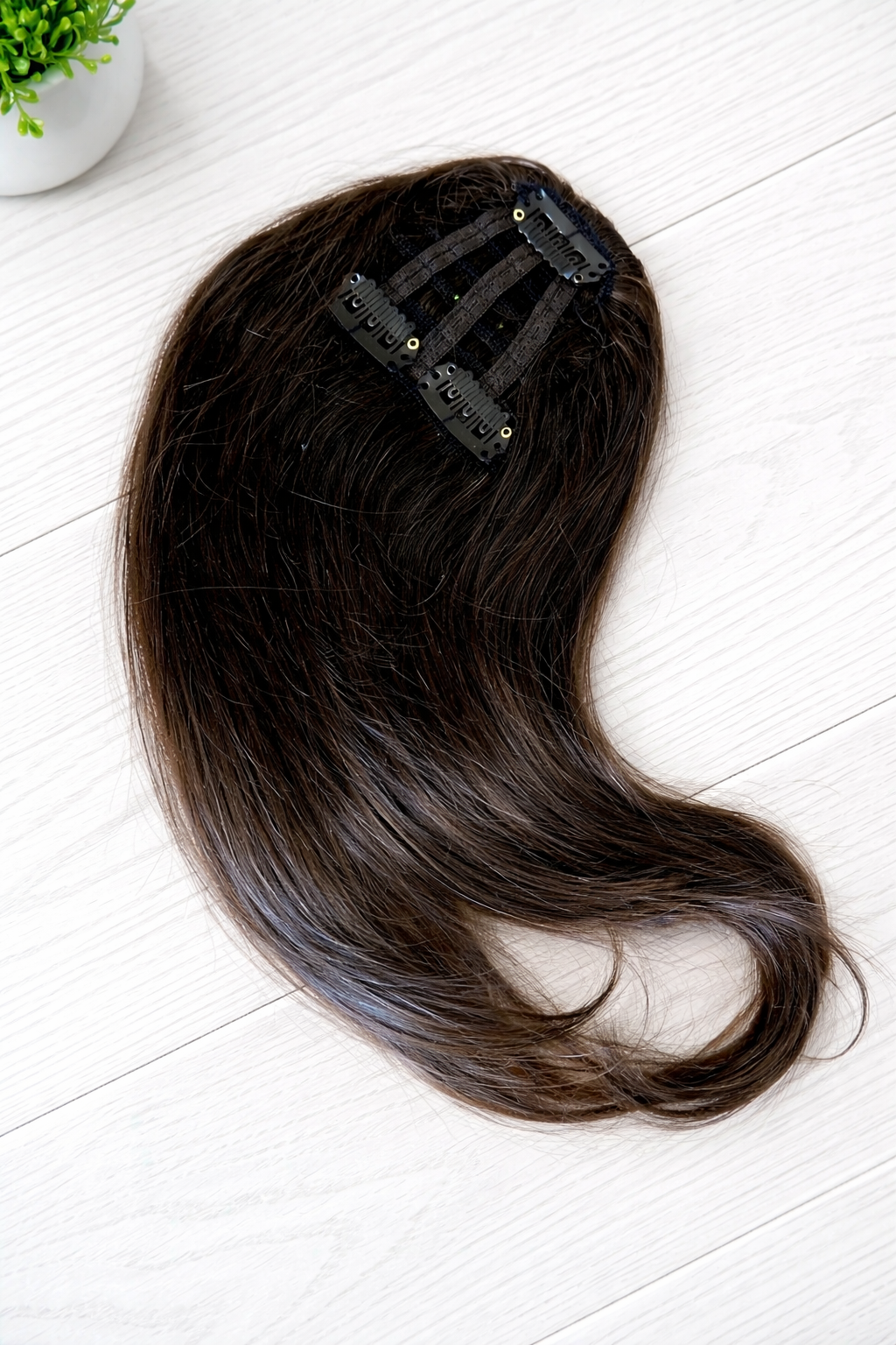 Clip in bangs hair extension mini wig 100% real human (Brown)