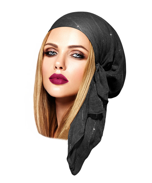 Gray sequin sparkles non slip headscarf