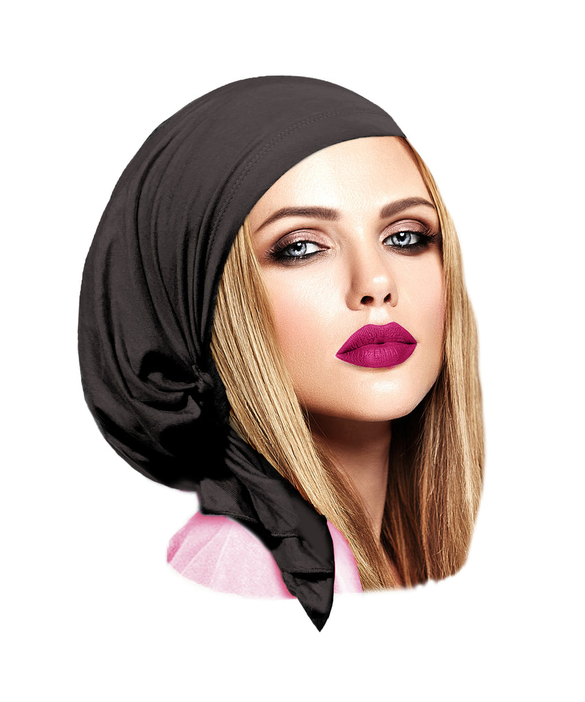 Slate gray pre-tied headscarf