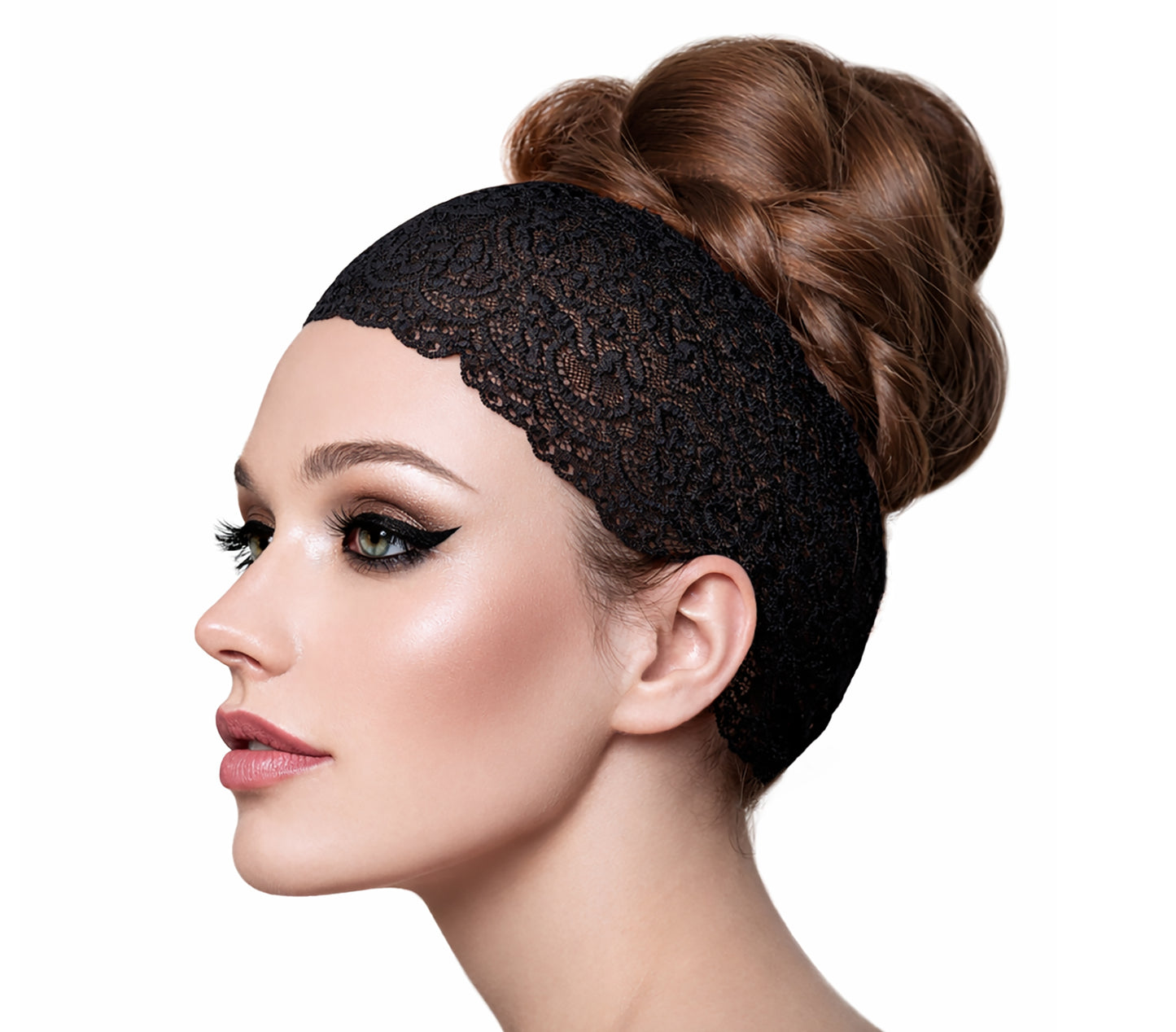 Fancy black floral lace headband
