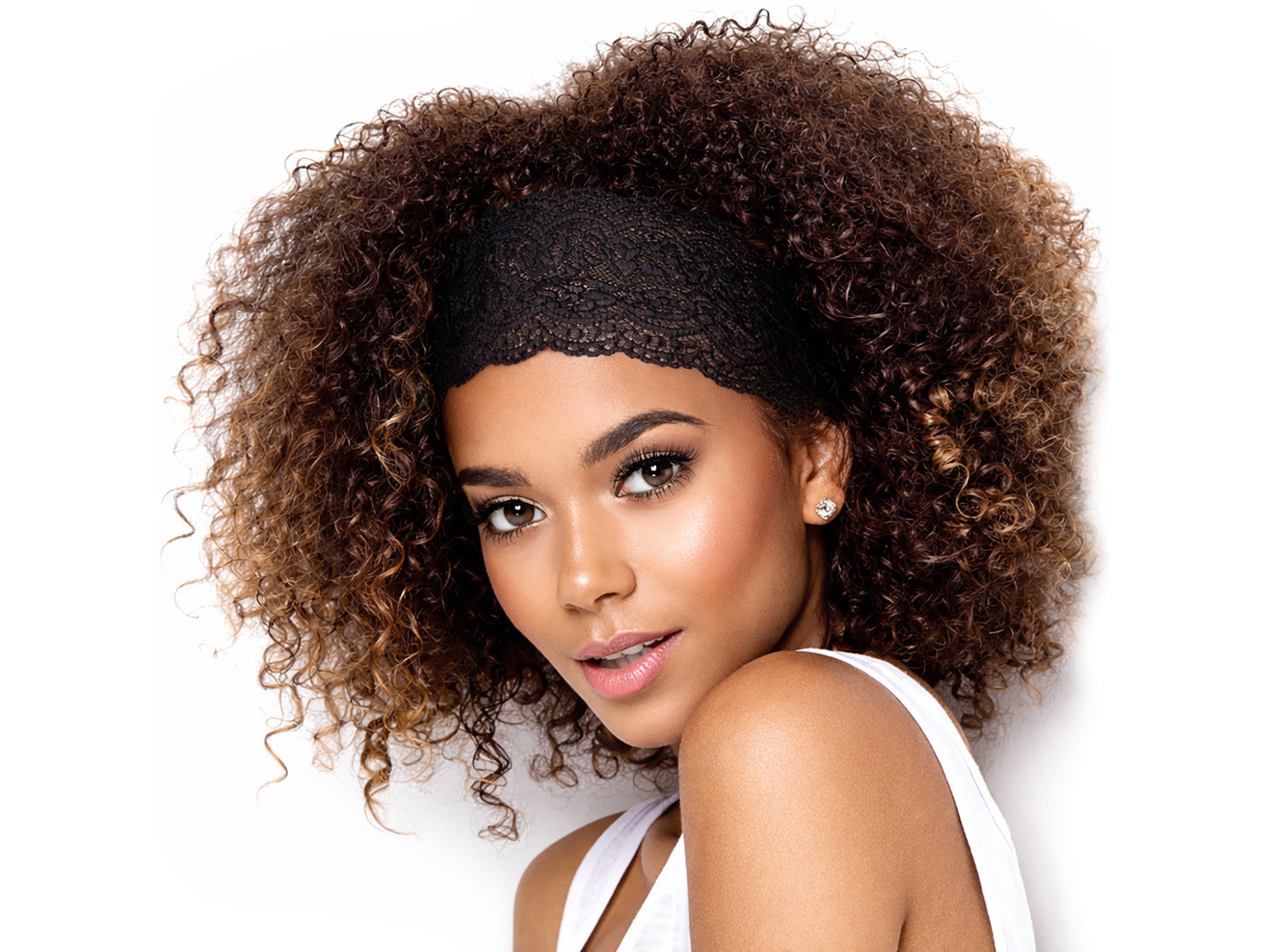 Fancy black floral lace headband