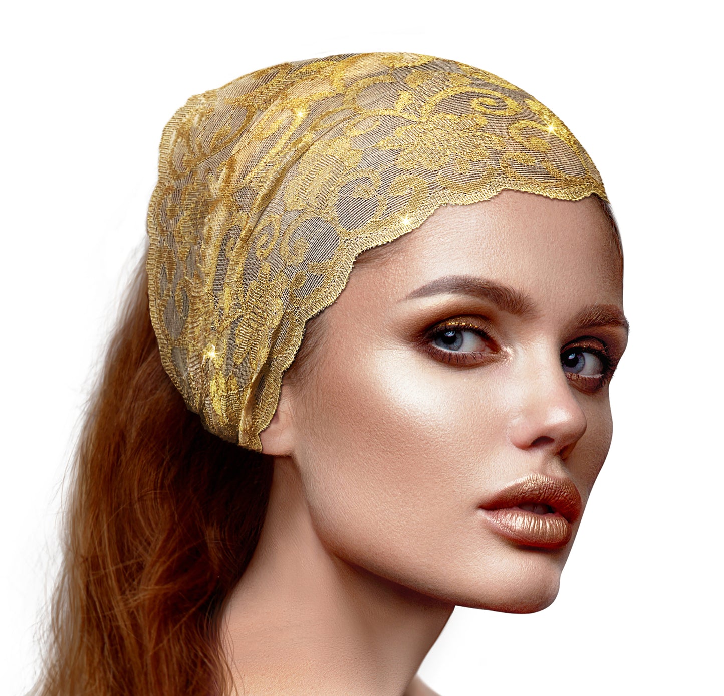 Gold sparkly shimmer lace headband