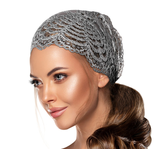 Gray wide lace headband