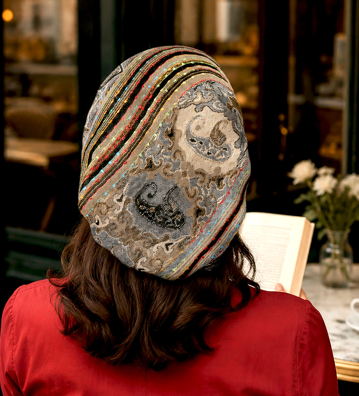 Gray Soft Knit Non-Slip Pre-Tied Headscarf
