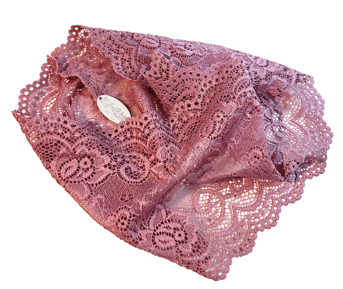 Mauve purple wide floral lace headband