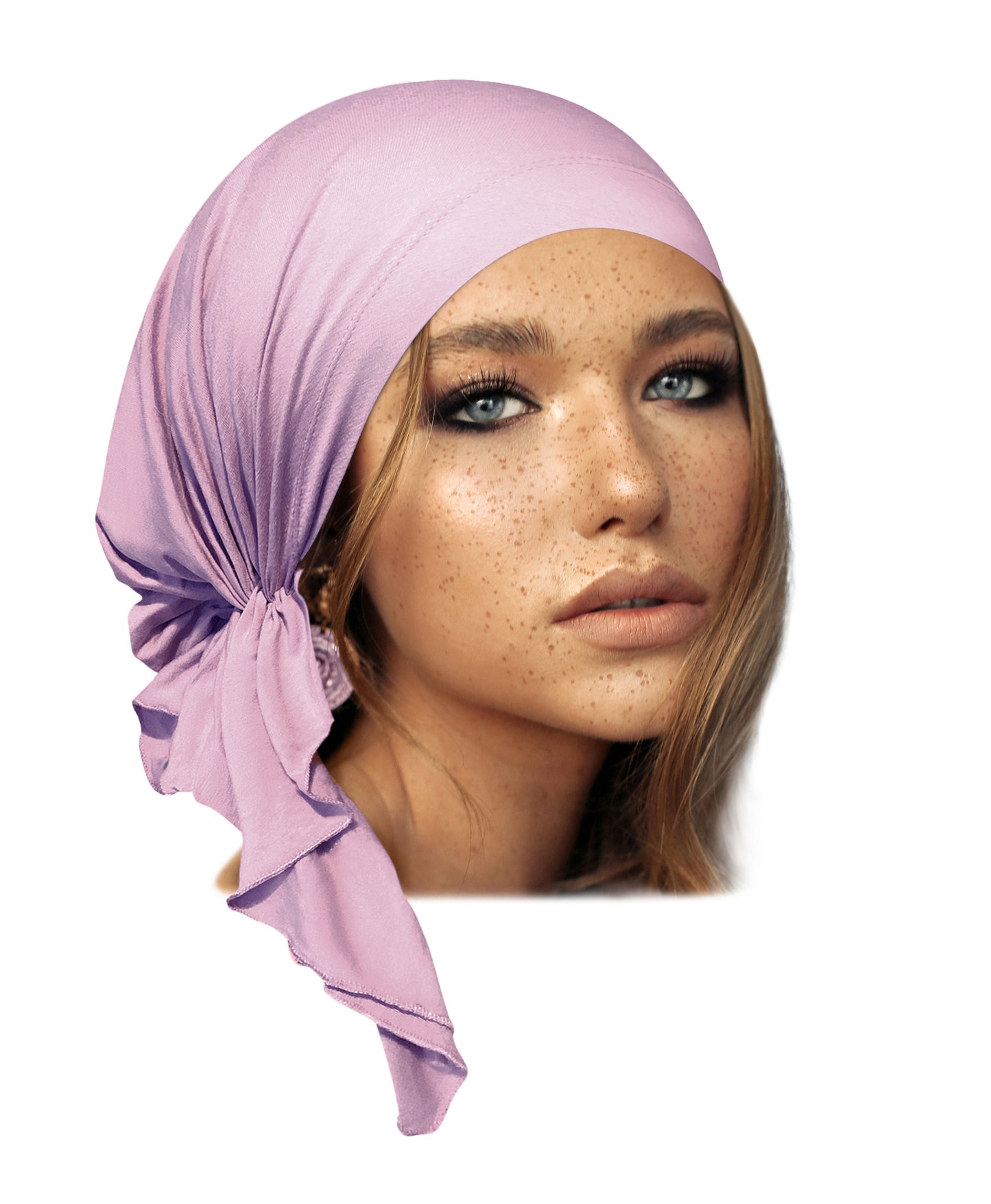 Soft cotton lavender pre tied headscarf