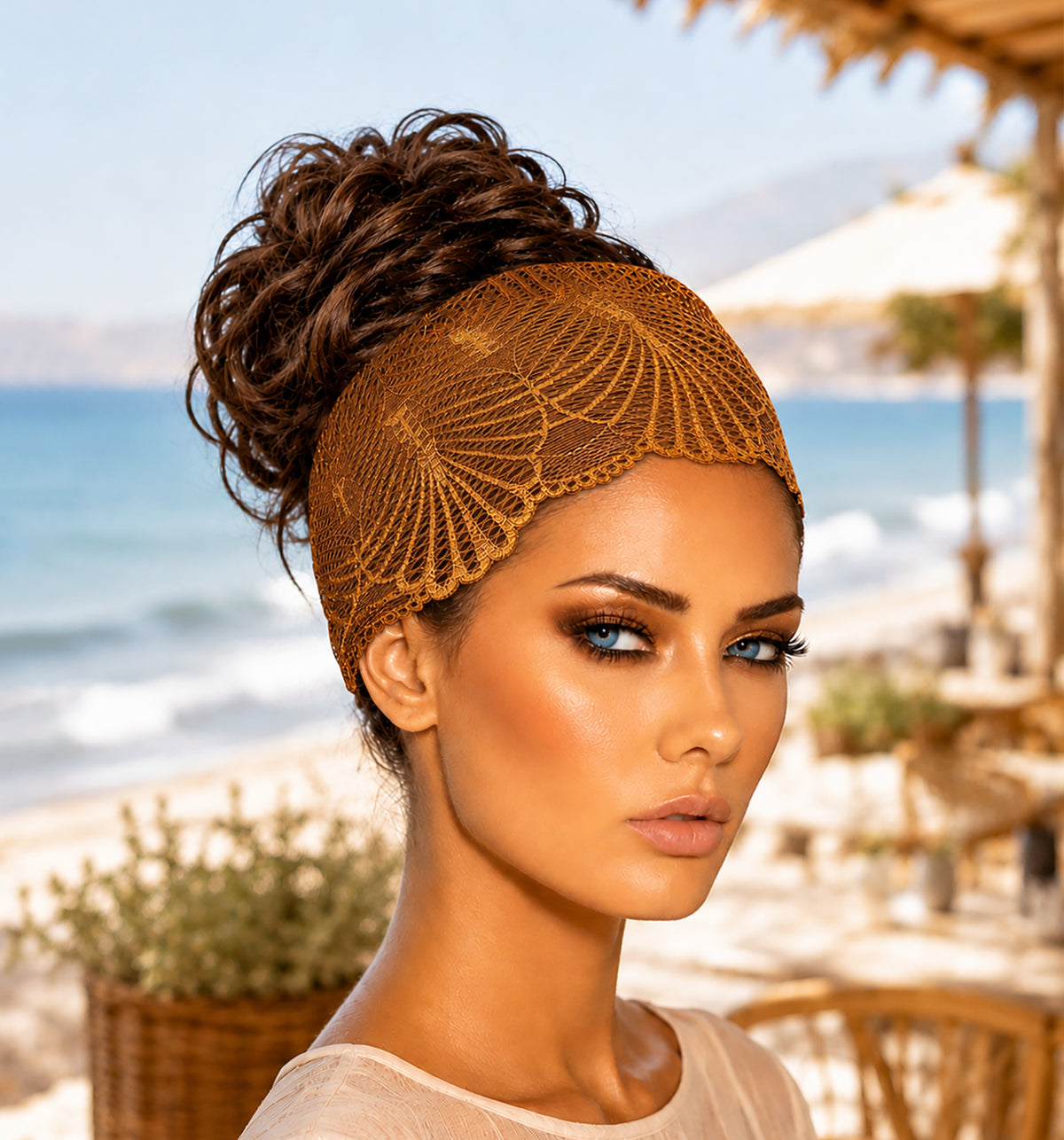 Light Brown Boho Lace Headband