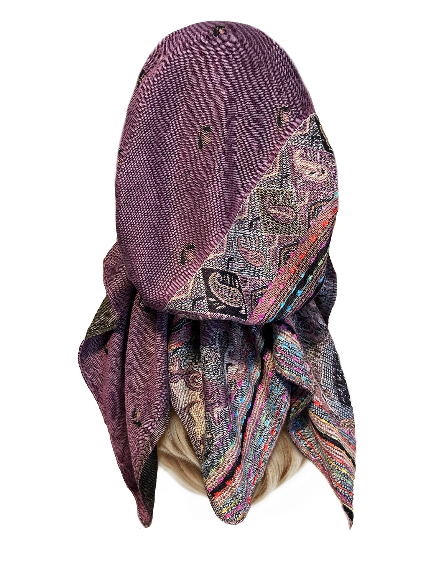 Mauve purple cashmere non slip headscarf