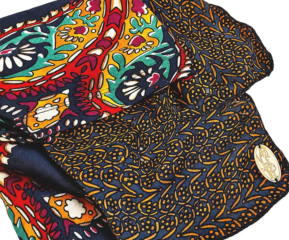Navy Blue Non-Slip Paisley Pre-Tied Headscarf