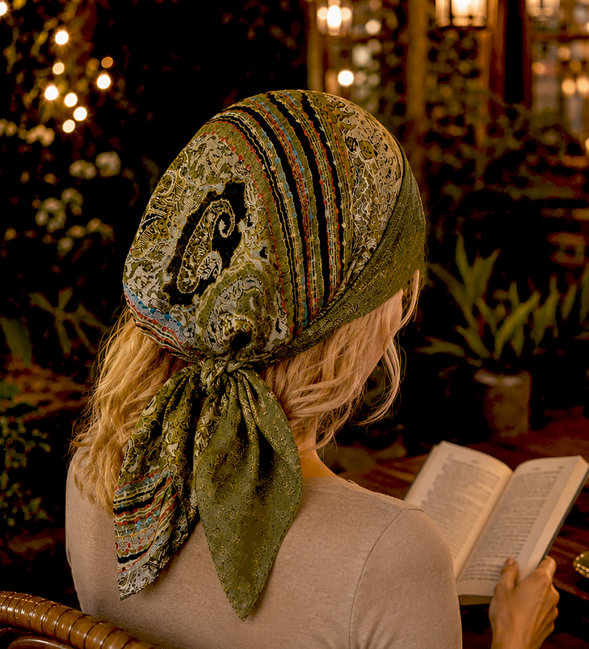 Olive Green Soft Knit Non-Slip Pre-Tied Headscarf