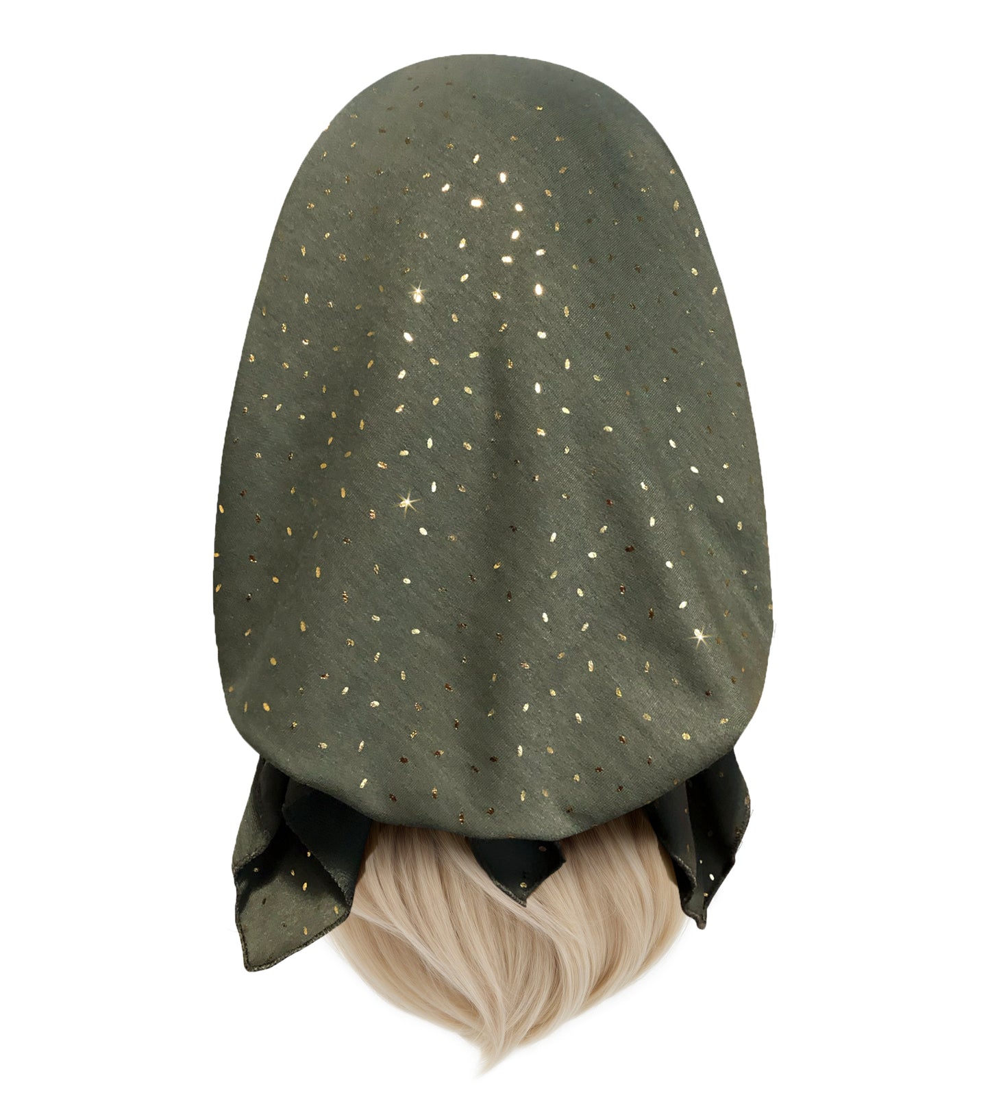 Olive green headscarf gold sparkles