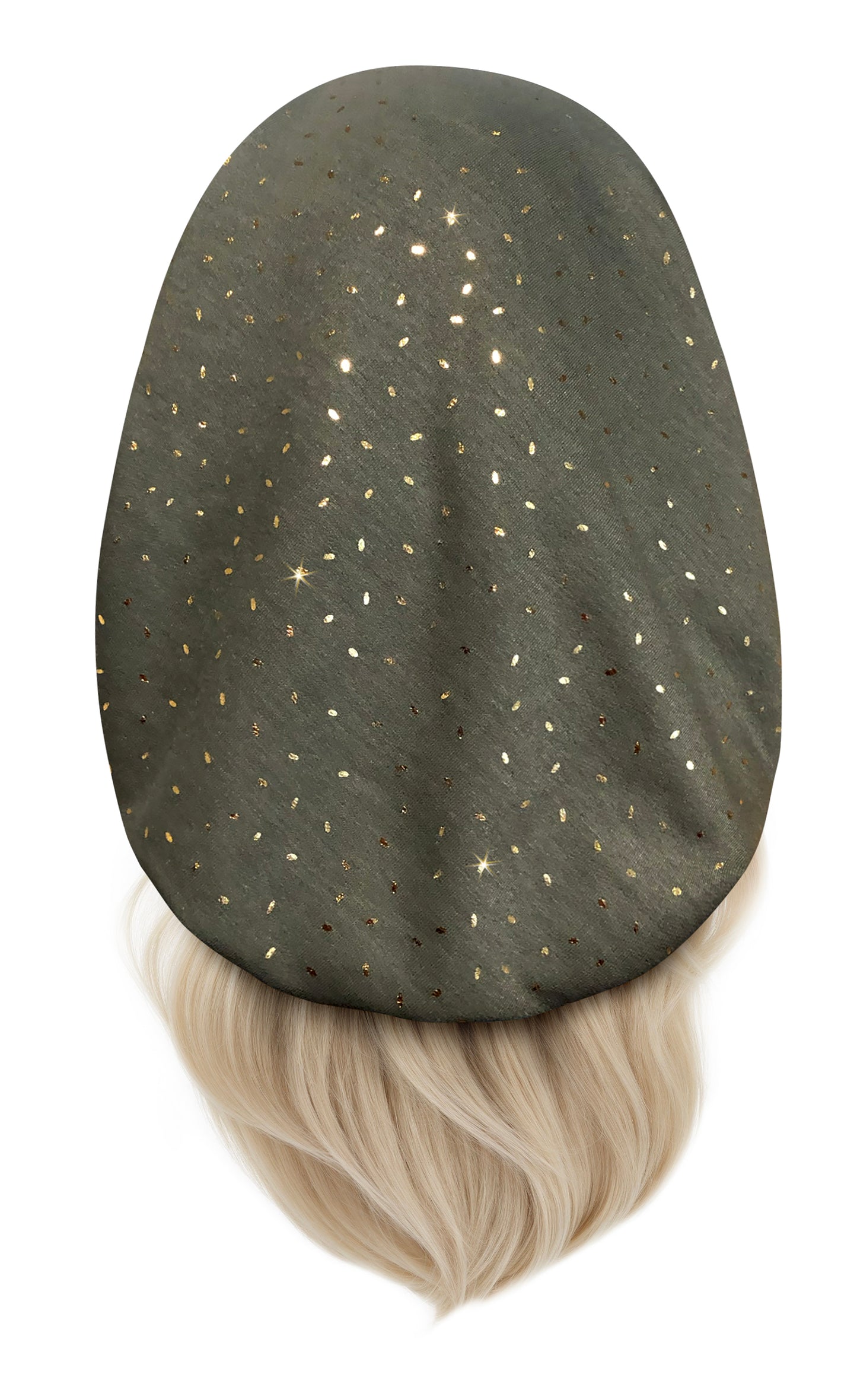 Long olive green headscarf gold sparkles