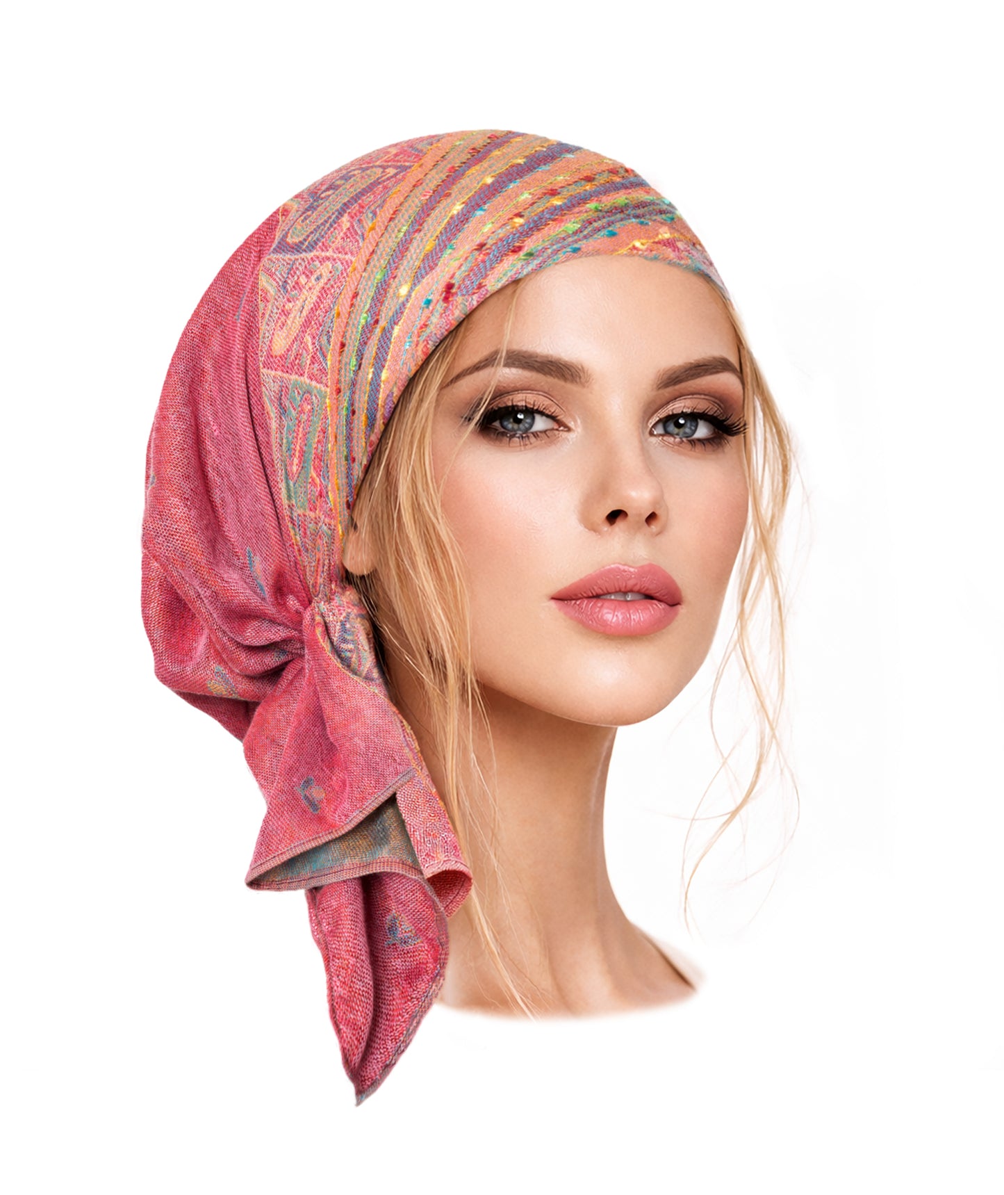 Pink cashmere headscarf