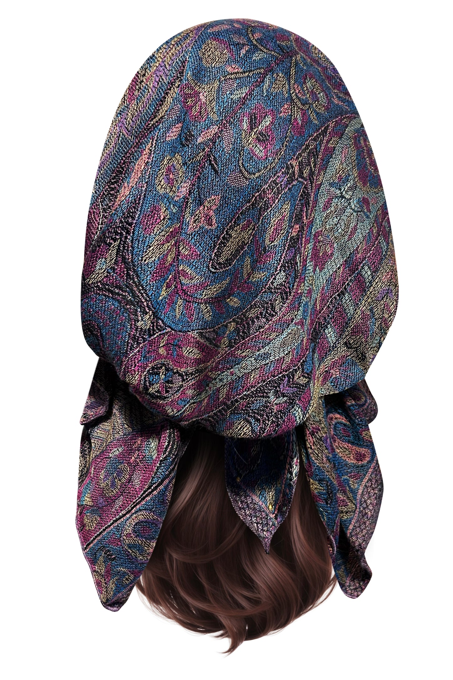 Purple teal cashmere headscarf