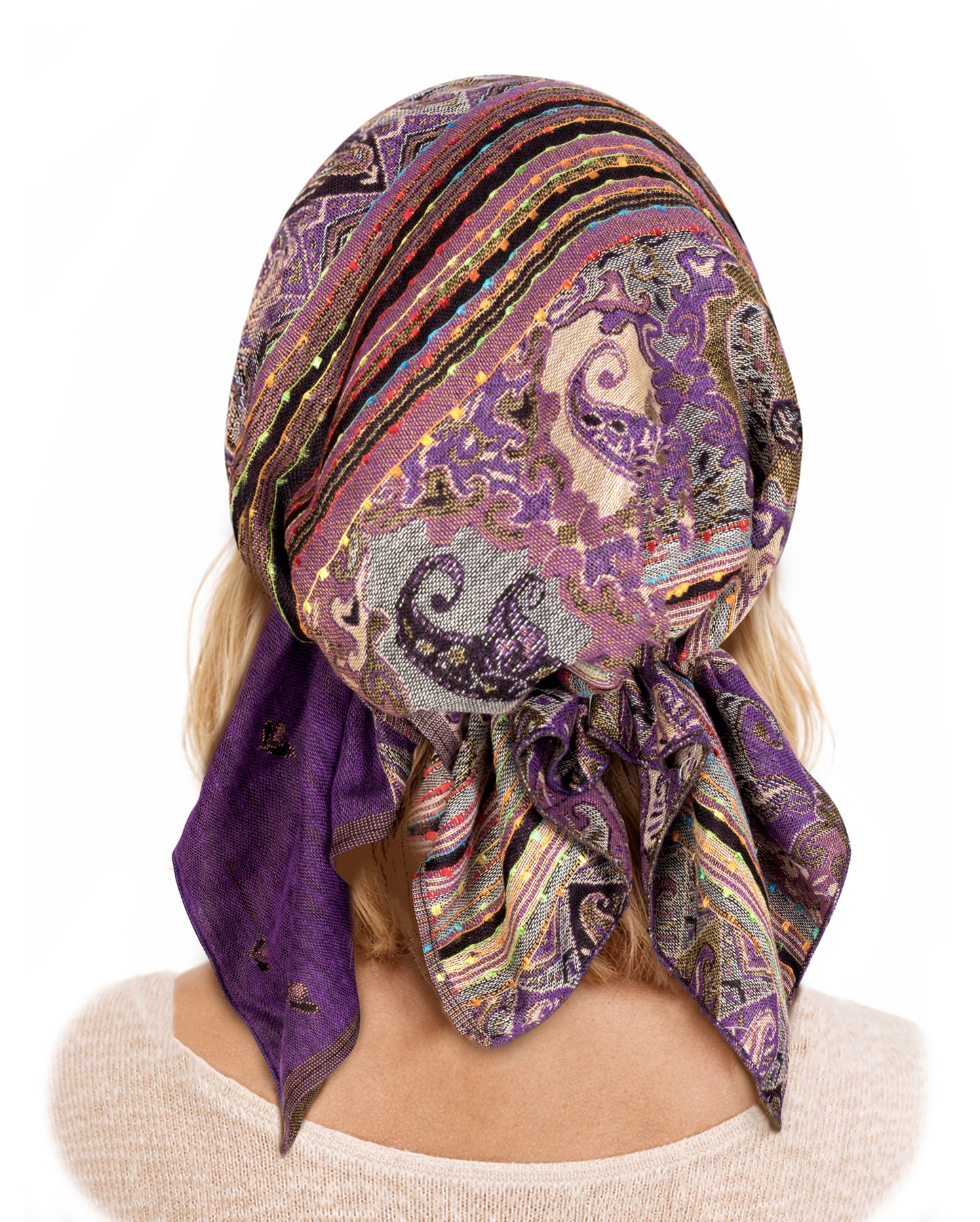 Deep purple cashmere non slip headscarf