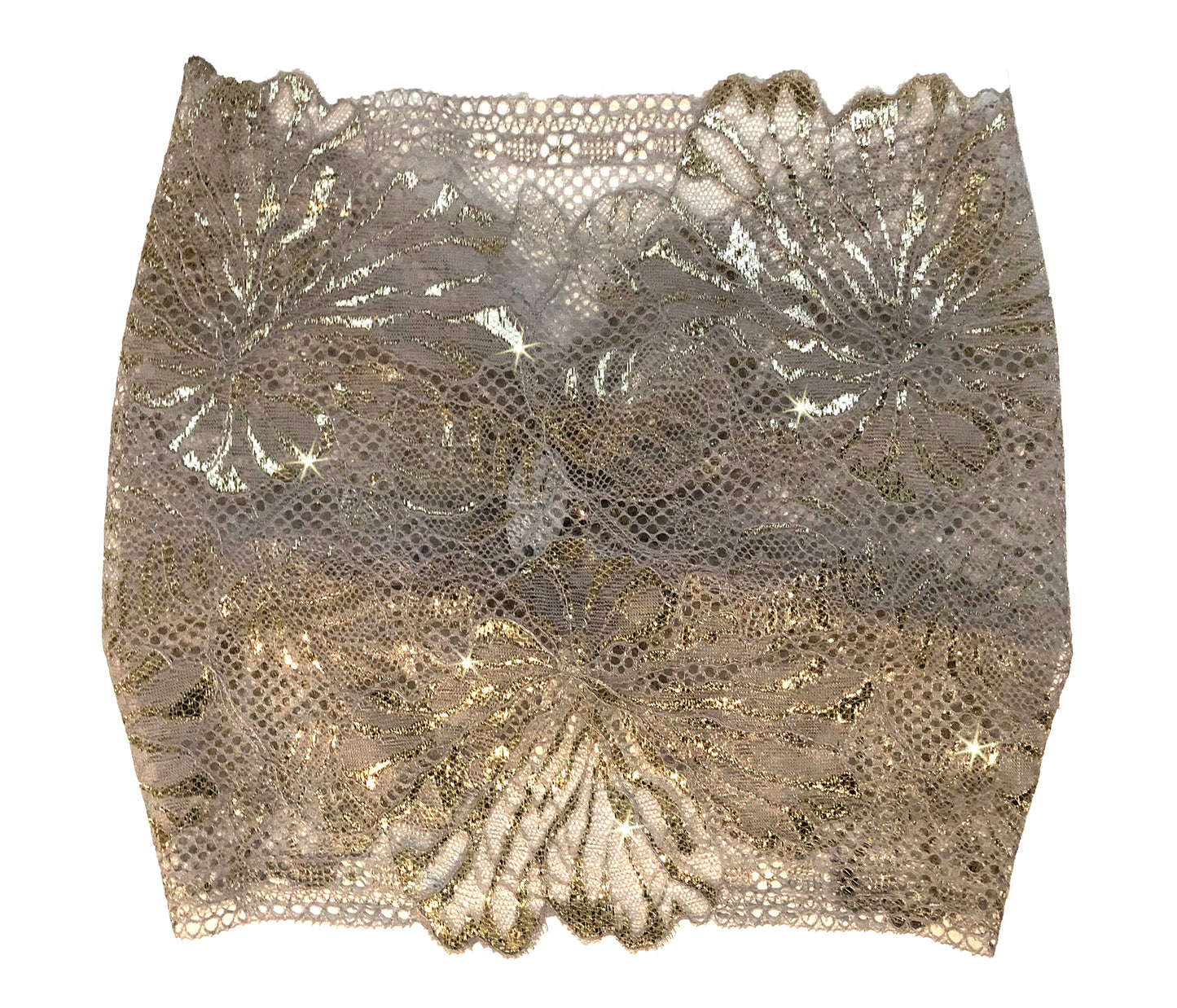 Taupe gold sparkly floral lace headband
