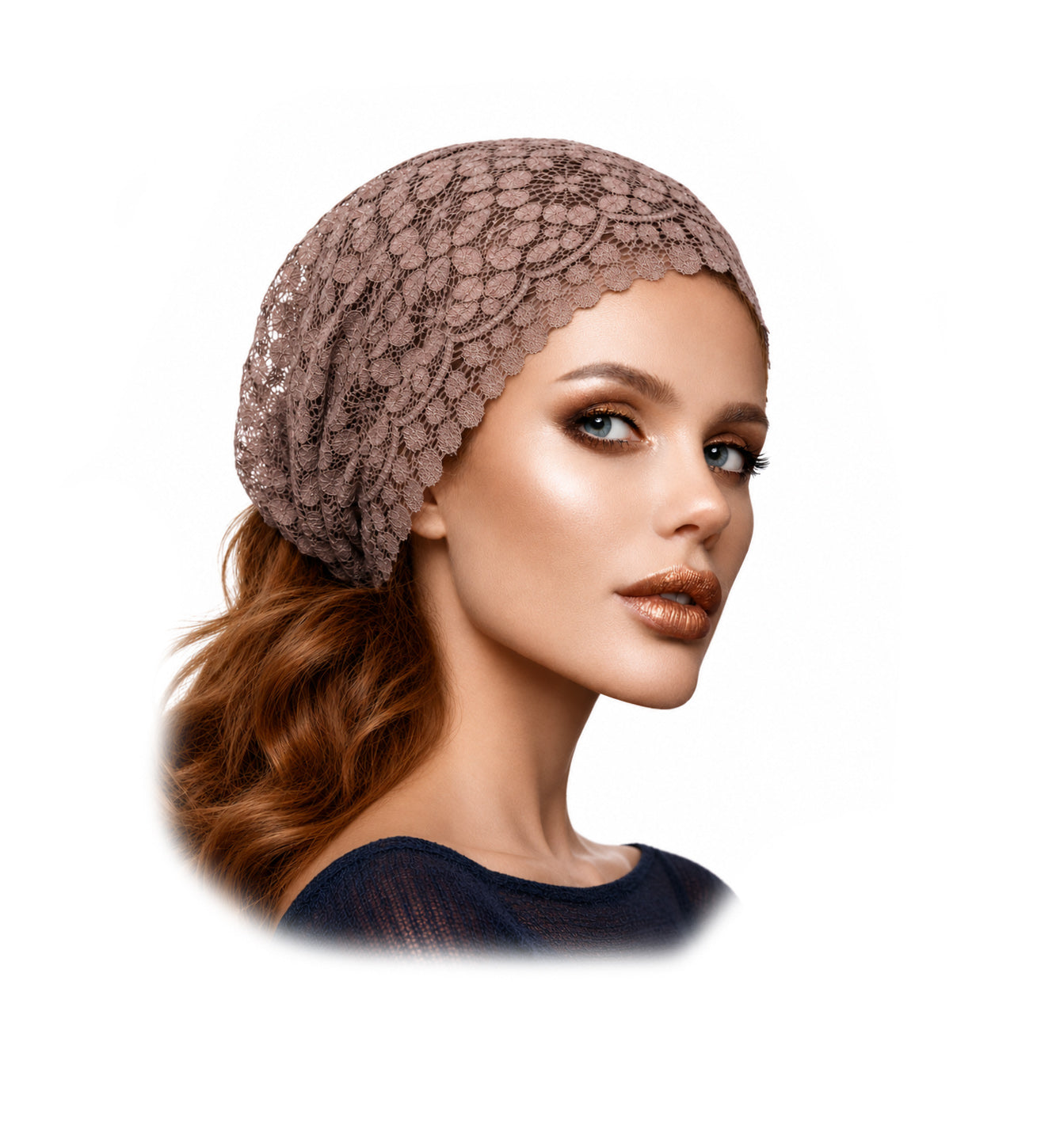 Taupe vintage stretch lace headband
