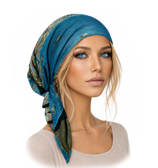 Teal Soft Knit Non-Slip Pre-Tied Headscarf