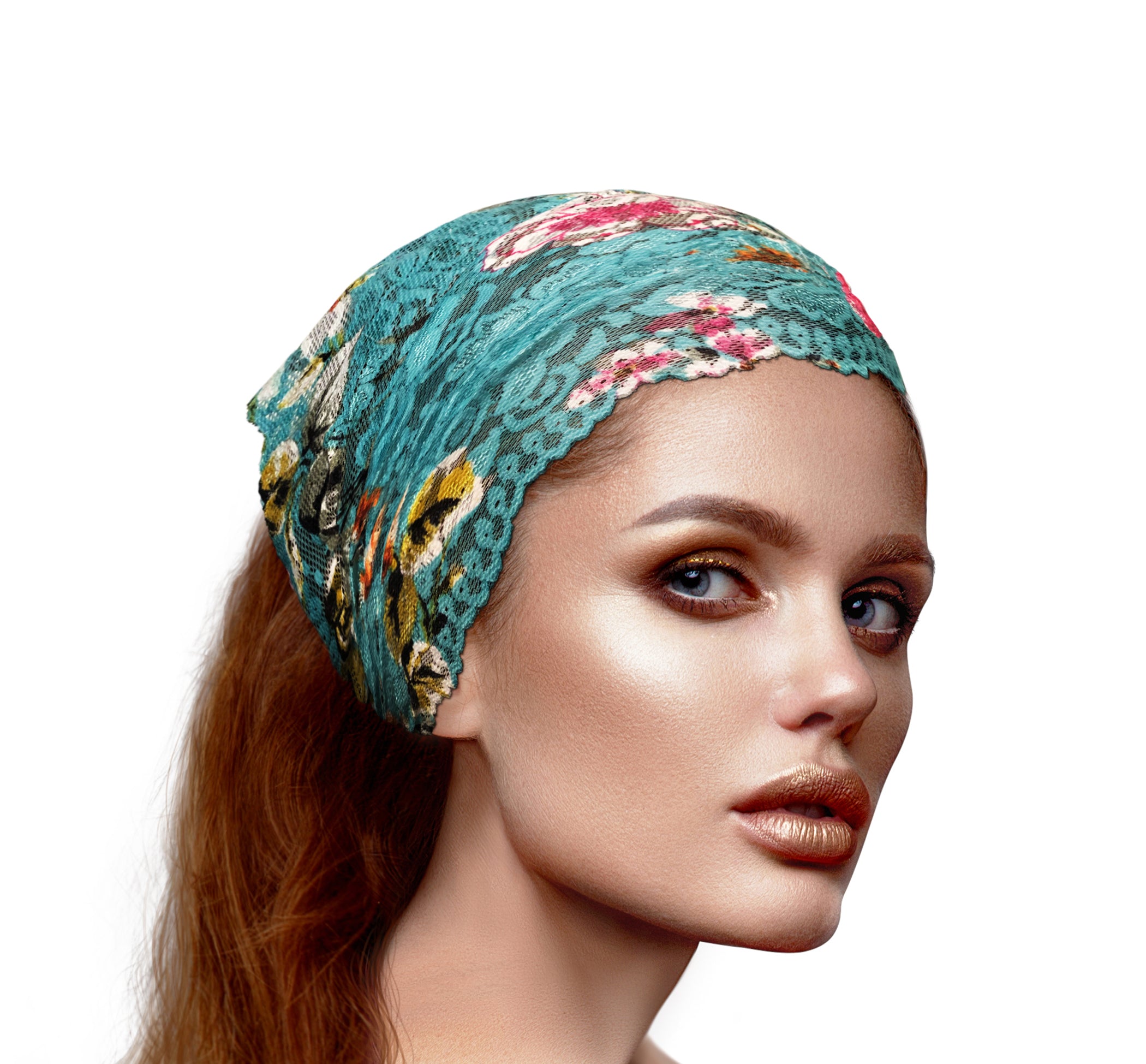 Turquoise lace headband super wide