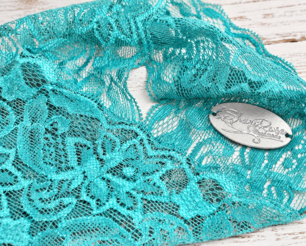 Turquoise Floral Lace Headband