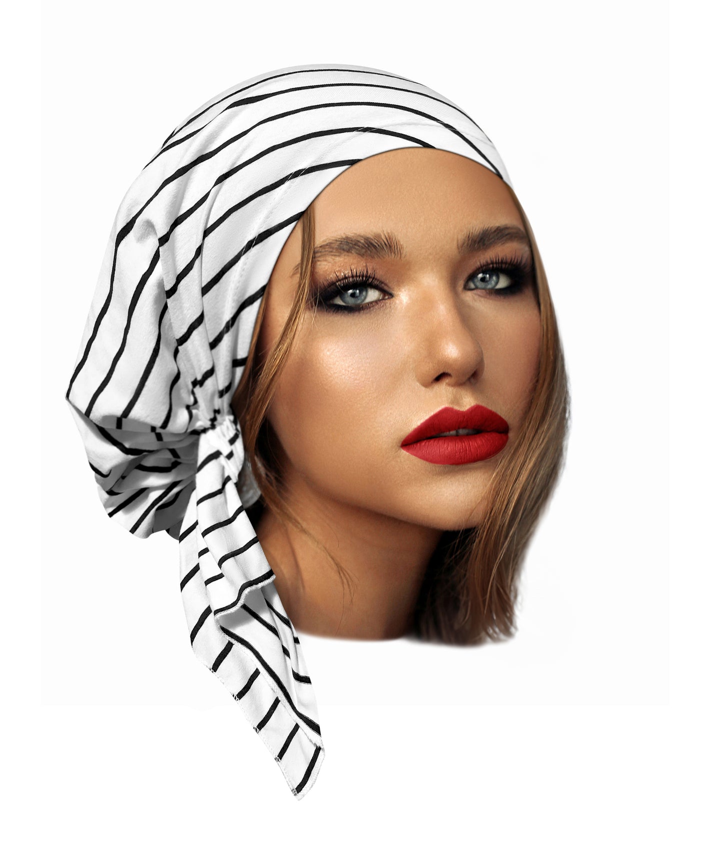 White black stripe headscarf
