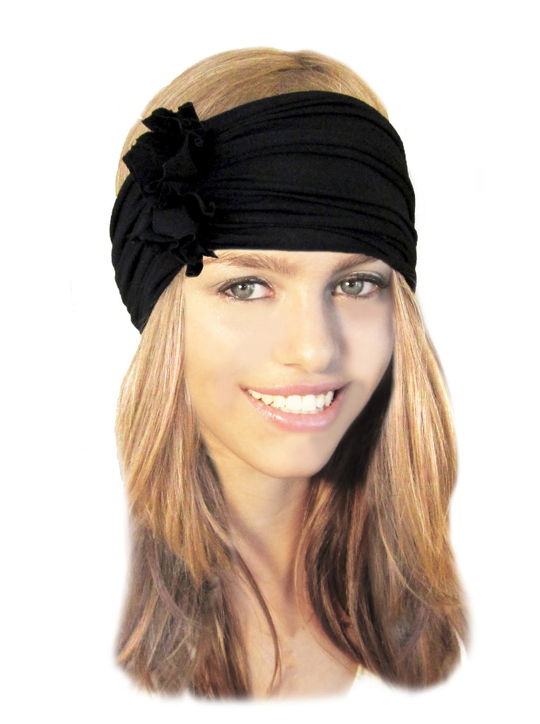 Soft black cotton turban headband