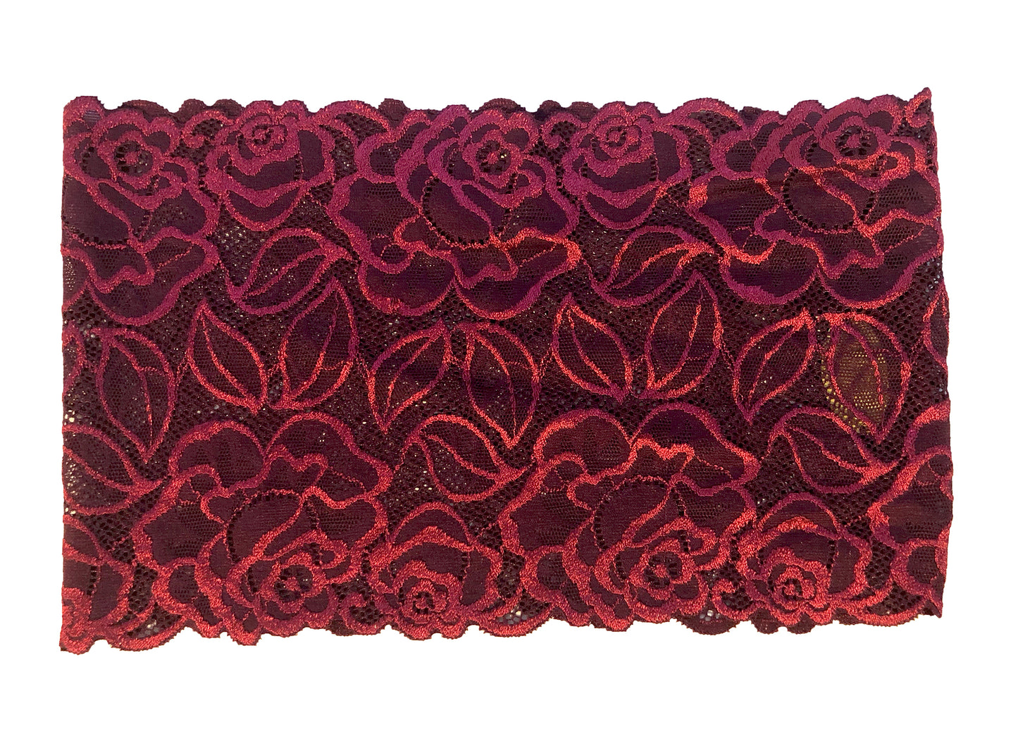 Burgundy red lace headband super wide