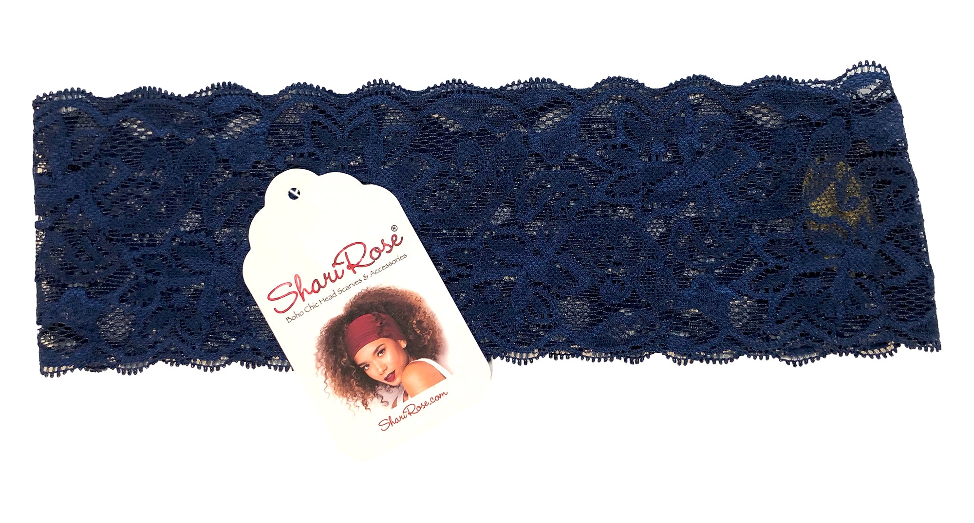 Navy blue floral lace headband