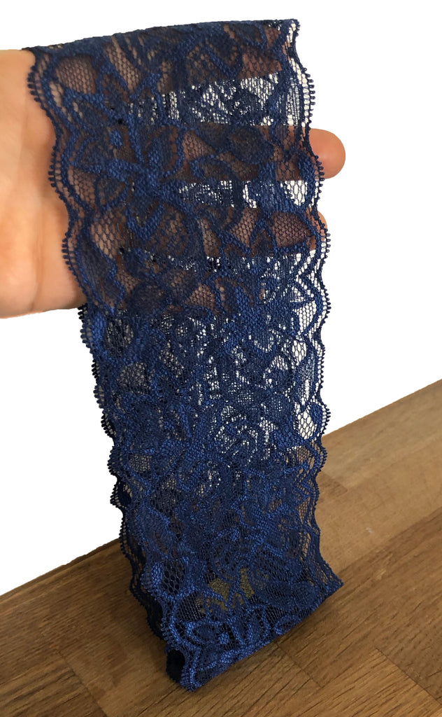 Navy blue floral lace headband