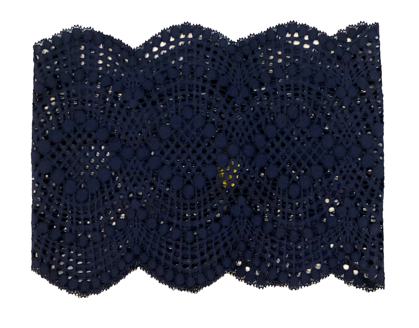 Navy blue lace headband scallop edge