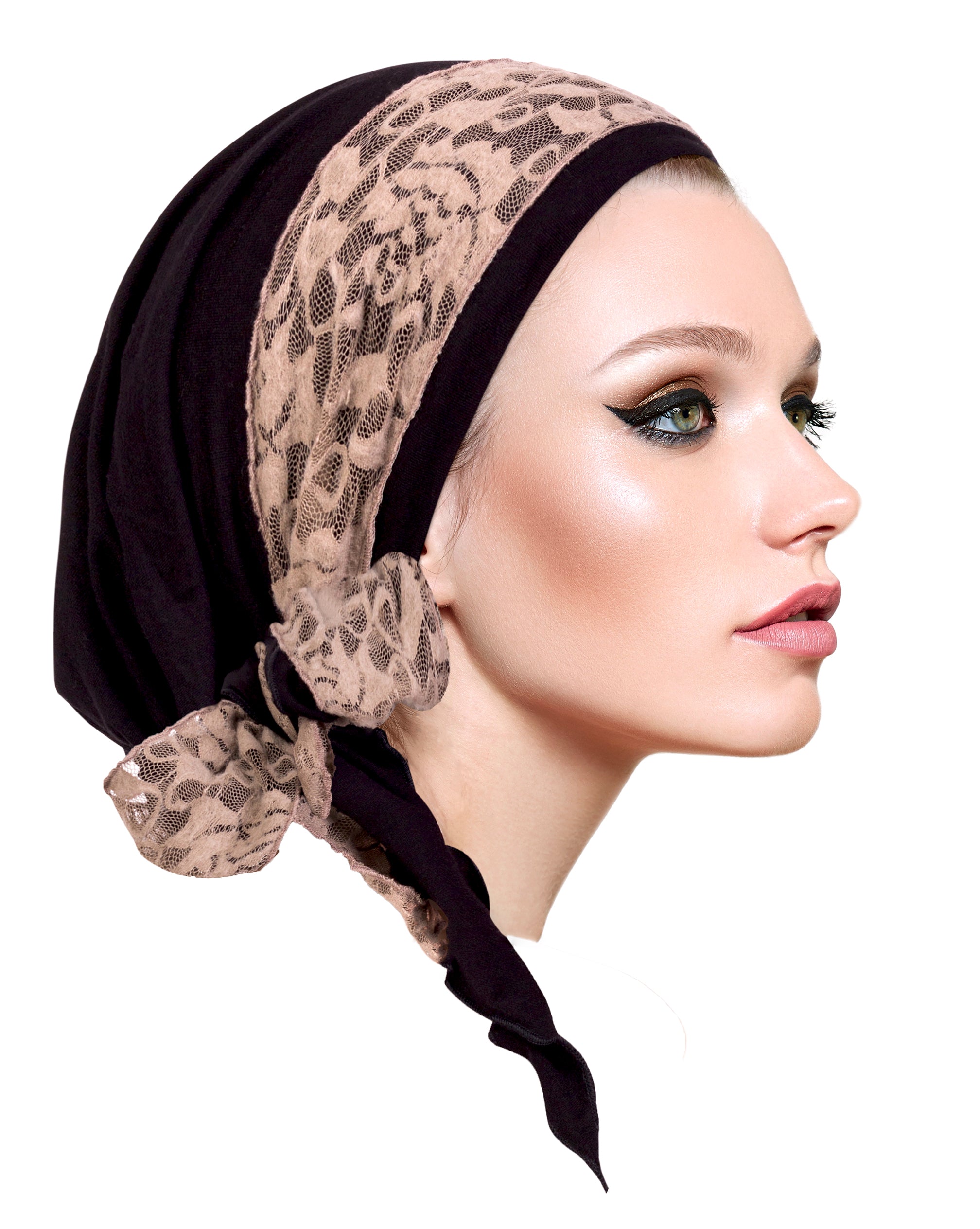 Long black headscarf vintage lace