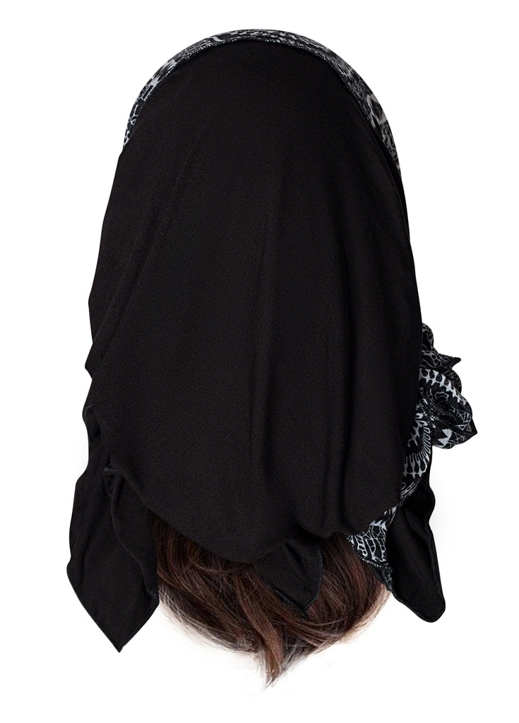 Black pre-tied headscarf chiffon wrap