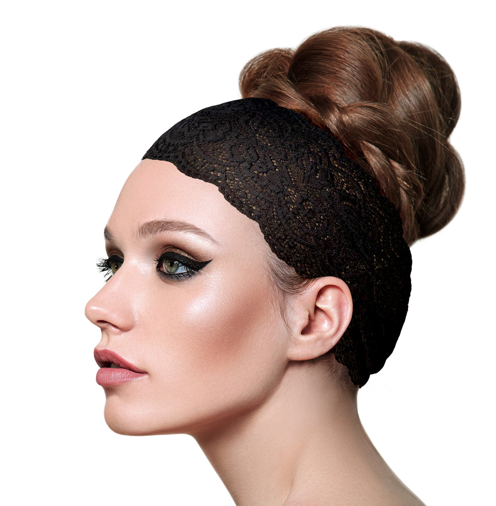 Fancy black floral lace headband