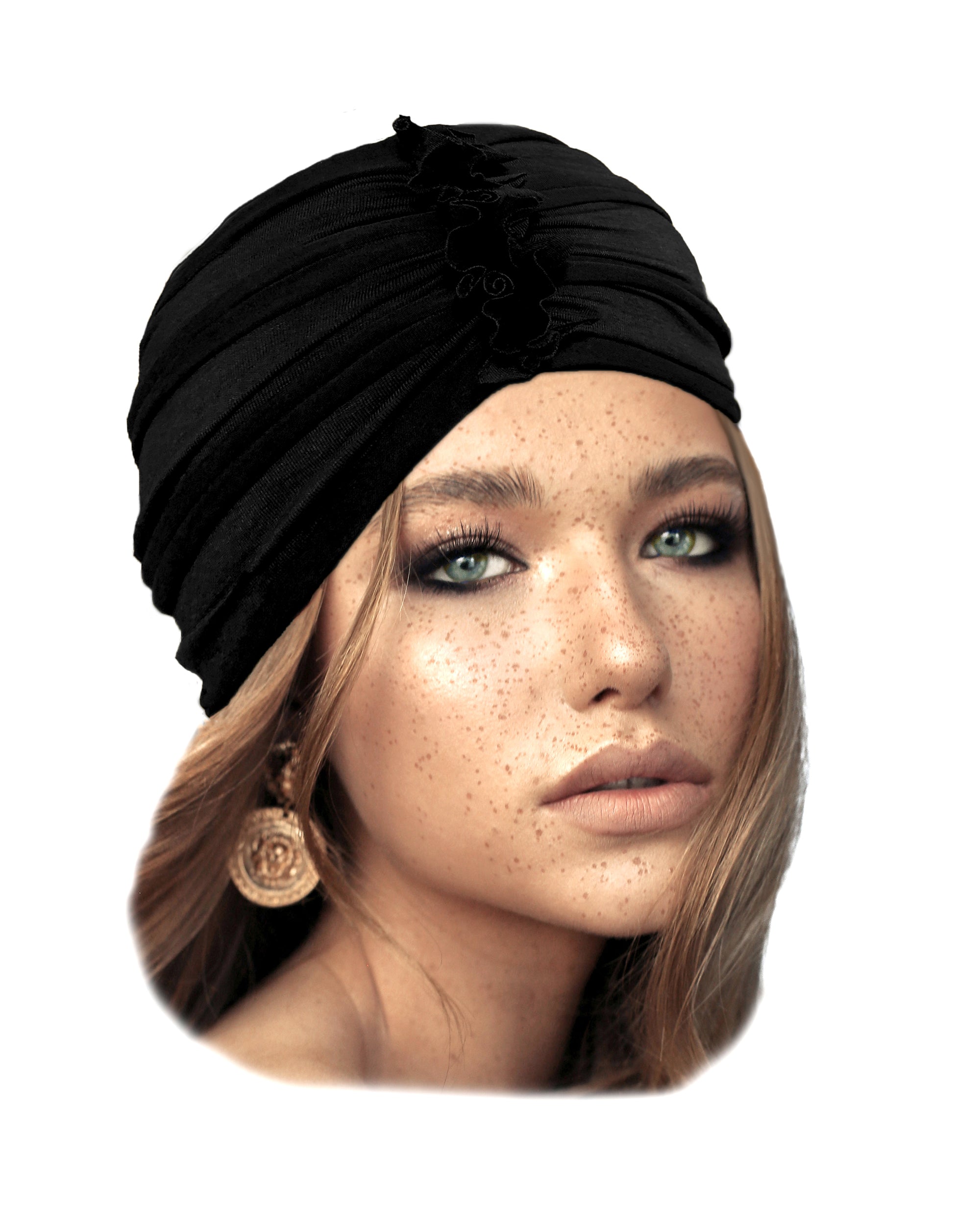 Soft black cotton turban headband