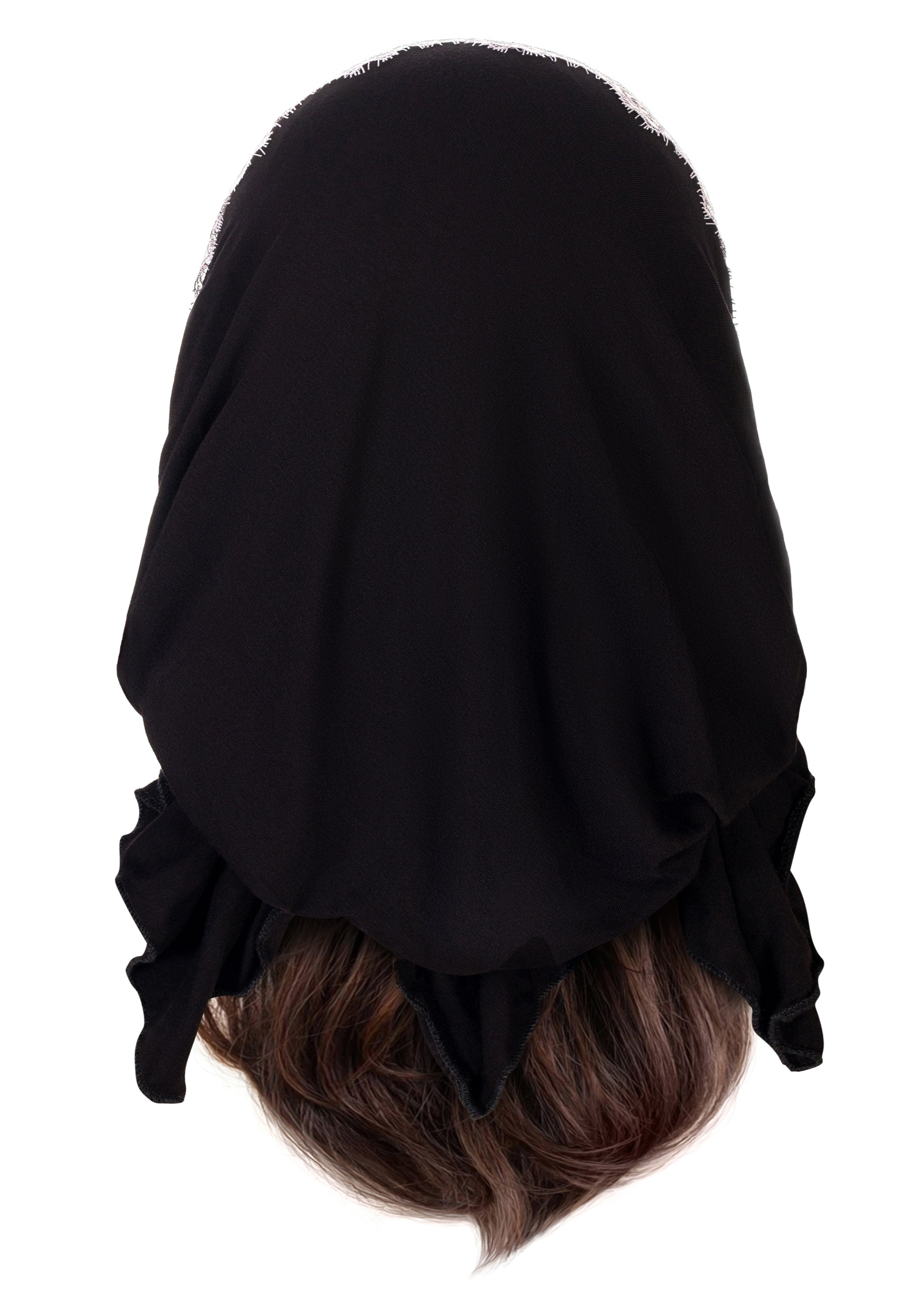 Black headscarf gray boho lace