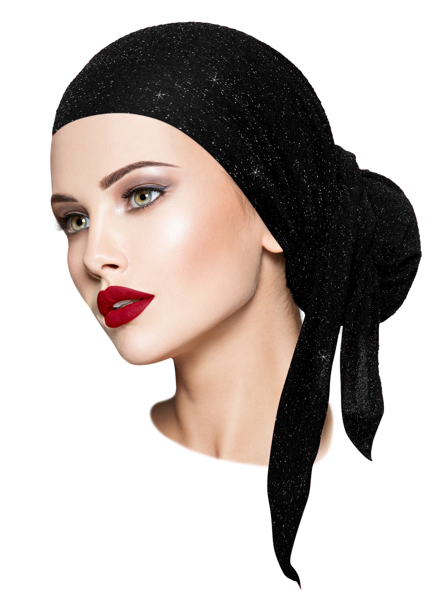 Long black headscarf with sparkles