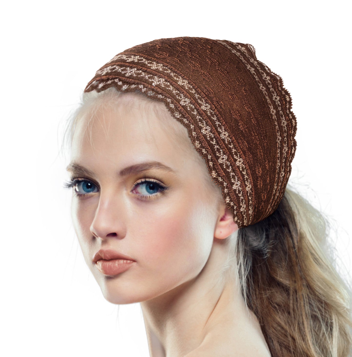 Brown vintage lace boho chic headband