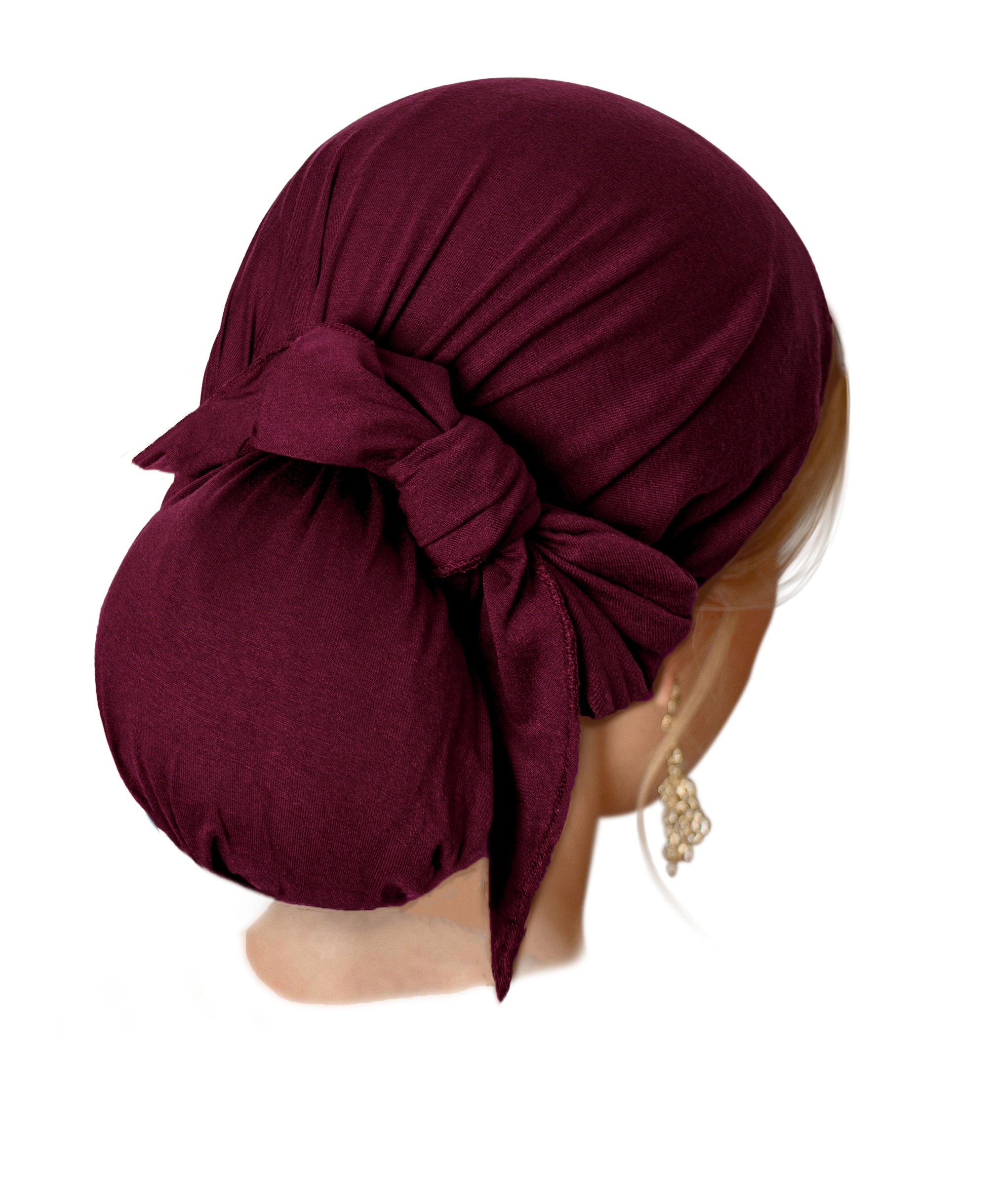 Cabernet soft cotton pre-tied headscarf