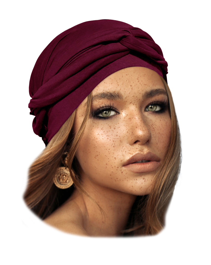 Cabernet soft cotton pre-tied headscarf
